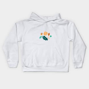 Autumn Leaves on Teal Kids Hoodie